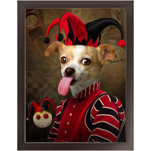 Load image into Gallery viewer, Jest Kidding - Jester, Clowns & Renaissance Inspired Custom Pet Portrait Framed Satin Paper Print