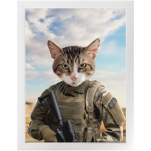 Load image into Gallery viewer, OPERATION FREEBONE - Military Marine Inspired Custom Pet Portrait Framed Satin Paper Print