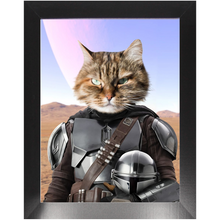 Load image into Gallery viewer, Wanderlorian - Mandalorian & Star Wars Inspired Custom Pet Portrait Framed Satin Paper Print