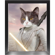 Load image into Gallery viewer, Light Rey - Rey Skywalker & Star Wars Inspired Custom Pet Portrait Framed Satin Paper Print