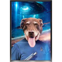Load image into Gallery viewer, MISTER SPOOK IN SPACE - Star Trek Inspired Custom Pet Portrait Framed Satin Paper Print