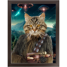 Load image into Gallery viewer, WOOFIE IN SPACE - Chewbacca & Star Wars Inspired Custom Pet Portrait Framed Satin Paper Print