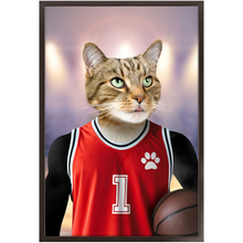 Load image into Gallery viewer, Hoopla- Basketball Player & Sports Inspired Custom Pet Portrait Framed Satin Paper Print