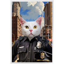 Load image into Gallery viewer, ON THE BEAT - Police Uniform Inspired Custom Pet Portrait Framed Satin Paper Print