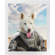 Load image into Gallery viewer, DESSERT STORM - Military Marine Inspired Custom Pet Portrait Framed Satin Paper Print