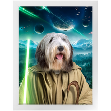Load image into Gallery viewer, YO, DOG! IN SPACE - Yoda & Star Wars Inspired Custom Pet Portrait Framed Satin Paper Print
