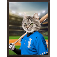 Load image into Gallery viewer, Hard Hitter - Baseball Player & Sports Inspired Custom Pet Portrait Framed Satin Paper Print