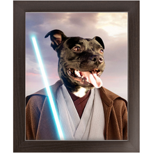 Load image into Gallery viewer, Obi Have - Jedi Obi Wan Kenobi & Star Wars Inspired Custom Pet Portrait Framed Satin Paper Print