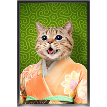 Load image into Gallery viewer, Orenjisan - Japanese Geisha & Kimono Inspired Custom Pet Portrait Framed Satin Paper Print