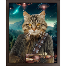 Load image into Gallery viewer, WOOFIE IN SPACE - Chewbacca & Star Wars Inspired Custom Pet Portrait Framed Satin Paper Print