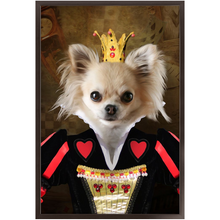Load image into Gallery viewer, Teeny Queenie - The Queen of Hearts & Alice in Wonderland Inspired Custom Pet Portrait Framed Satin Paper Print