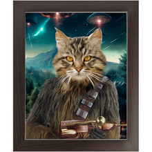 Load image into Gallery viewer, WOOFIE IN SPACE - Chewbacca & Star Wars Inspired Custom Pet Portrait Framed Satin Paper Print