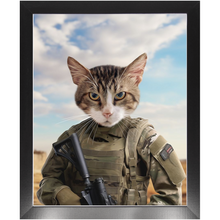 Load image into Gallery viewer, OPERATION FREEBONE - Military Marine Inspired Custom Pet Portrait Framed Satin Paper Print