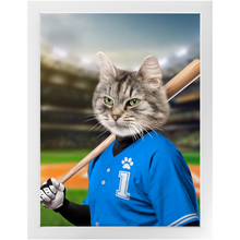 Load image into Gallery viewer, Hard Hitter - Baseball Player & Sports Inspired Custom Pet Portrait Framed Satin Paper Print