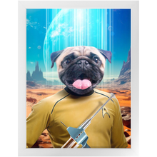 Load image into Gallery viewer, CAPTAIN QUIRK - BEAMING DOWN - Star Trek Inspired Custom Pet Portrait Framed Satin Paper Print