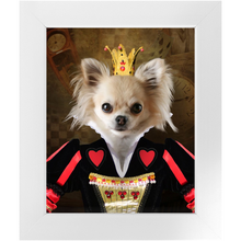 Load image into Gallery viewer, Teeny Queenie - The Queen of Hearts & Alice in Wonderland Inspired Custom Pet Portrait Framed Satin Paper Print