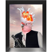 Load image into Gallery viewer, Ham Sosage - Hans Solo & Star Wars Inspired Custom Pet Portrait Framed Satin Paper Print