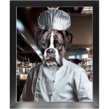 Load image into Gallery viewer, MAKING A MEAL OF IT - Chef & Cook Inspired Custom Pet Portrait Framed Satin Paper Print