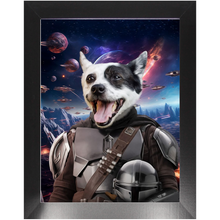 Load image into Gallery viewer, WANDERLORIAN IN SPACE - Mandalorian & Star Wars Inspired Custom Pet Portrait Framed Satin Paper Print