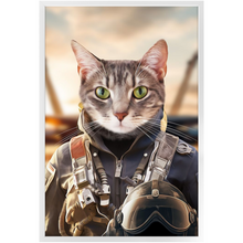 Load image into Gallery viewer, TOP FUN - Air Force Fighter Pilot Inspired Custom Pet Portrait Framed Satin Paper Print