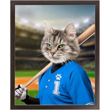 Load image into Gallery viewer, Hard Hitter - Baseball Player & Sports Inspired Custom Pet Portrait Framed Satin Paper Print