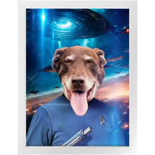 Load image into Gallery viewer, MISTER SPOOK IN SPACE - Star Trek Inspired Custom Pet Portrait Framed Satin Paper Print