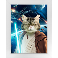 Load image into Gallery viewer, OBI HAVE IN SPACE - Jedi Obi Wan Kenobi & Star Wars Inspired Custom Pet Portrait Framed Satin Paper Print