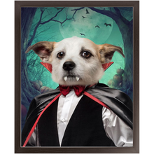 Load image into Gallery viewer, Count Meowt - Count Dracula Inspired Custom Pet Portrait Framed Satin Paper Print