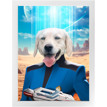 Load image into Gallery viewer, BONE CRUSHER - BEAMING DOWN - Star Trek Inspired Custom Pet Portrait Framed Satin Paper Print
