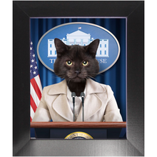 Load image into Gallery viewer, Axis Of Awesome - Cat as President Custom Pet Portrait Framed Satin Paper Print