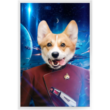 Load image into Gallery viewer, CAPTAIN DIGYARD IN SPACE - Star Trek Inspired Custom Pet Portrait Framed Satin Paper Print