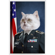 Load image into Gallery viewer, COMMANDEAR - Military Air Force Officer Inspired Custom Pet Portrait Framed Satin Paper Print