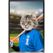 Load image into Gallery viewer, Hard Hitter - Baseball Player & Sports Inspired Custom Pet Portrait Framed Satin Paper Print