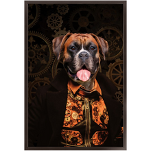 Load image into Gallery viewer, Like Clockwork - Steampunk, Victorian Era Inspired Custom Pet Portrait Framed Satin Paper Print