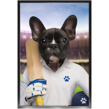 Load image into Gallery viewer, Howzat- Cricket Player & Sports Inspired Custom Pet Portrait Framed Satin Paper Print