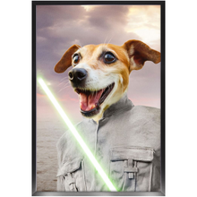 Load image into Gallery viewer, Fluke Carchaser - Jedi Luke Skywalker & Star Wars Inspired Custom Pet Portrait Framed Satin Paper Print