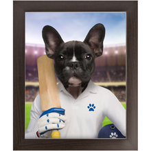 Load image into Gallery viewer, Howzat- Cricket Player & Sports Inspired Custom Pet Portrait Framed Satin Paper Print