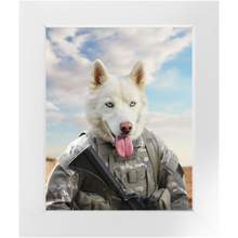 Load image into Gallery viewer, DESSERT STORM - Military Marine Inspired Custom Pet Portrait Framed Satin Paper Print