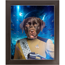 Load image into Gallery viewer, LIEUTENANT WOOF IN SPACE - Star Trek Inspired Custom Pet Portrait Framed Satin Paper Print