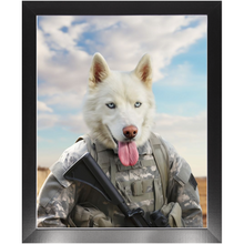 Load image into Gallery viewer, DESSERT STORM - Military Marine Inspired Custom Pet Portrait Framed Satin Paper Print