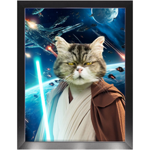 Load image into Gallery viewer, OBI HAVE IN SPACE - Jedi Obi Wan Kenobi & Star Wars Inspired Custom Pet Portrait Framed Satin Paper Print
