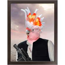 Load image into Gallery viewer, Ham Sosage - Hans Solo & Star Wars Inspired Custom Pet Portrait Framed Satin Paper Print