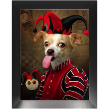 Load image into Gallery viewer, Jest Kidding - Jester, Clowns & Renaissance Inspired Custom Pet Portrait Framed Satin Paper Print