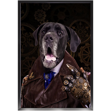 Load image into Gallery viewer, A Fist Of It - Steampunk, Victorian Era Inspired Custom Pet Portrait Framed Satin Paper Print