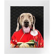Load image into Gallery viewer, Aka Bara - Japanese Geisha & Kimono Inspired Custom Pet Portrait Framed Satin Paper Print