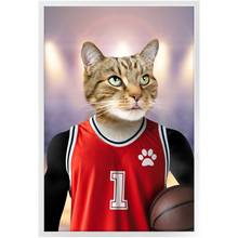 Load image into Gallery viewer, Hoopla- Basketball Player & Sports Inspired Custom Pet Portrait Framed Satin Paper Print