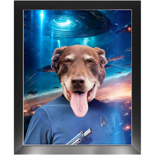 Load image into Gallery viewer, MISTER SPOOK IN SPACE - Star Trek Inspired Custom Pet Portrait Framed Satin Paper Print