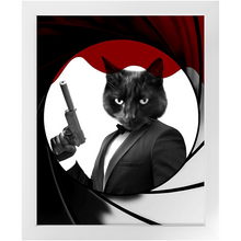Load image into Gallery viewer, Licence To Chill - James Bond 007 Inspired Custom Pet Portrait Framed Satin Paper Print