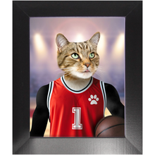 Load image into Gallery viewer, Hoopla- Basketball Player & Sports Inspired Custom Pet Portrait Framed Satin Paper Print