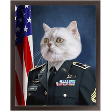 Load image into Gallery viewer, COMMANDEAR - Military Air Force Officer Inspired Custom Pet Portrait Framed Satin Paper Print